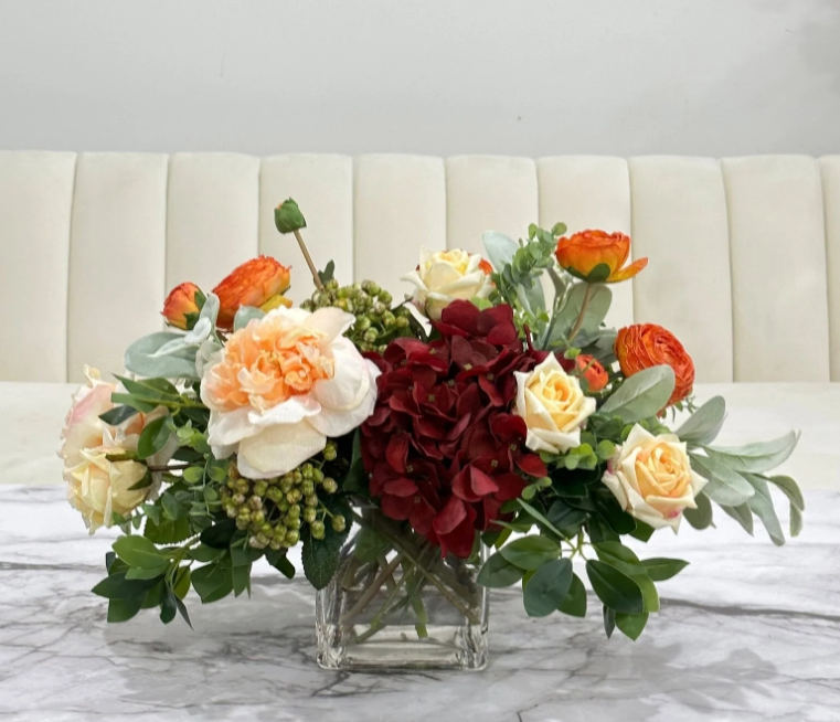 Red Orange Mixed Florals Arrangement