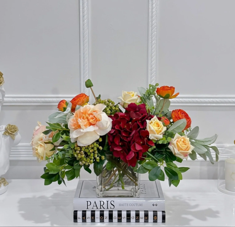 Red Orange Mixed Florals Arrangement