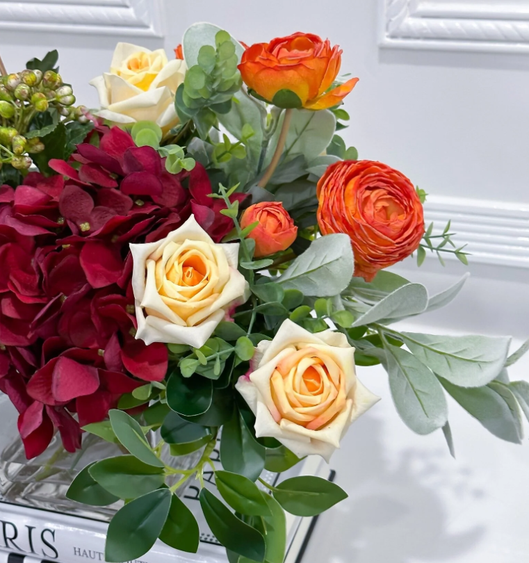 Red Orange Mixed Florals Arrangement