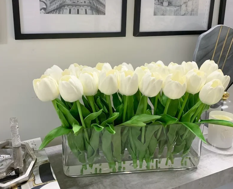 17-In Modern Long Real Touch Tulips Arrangements For Luxury Home Decor