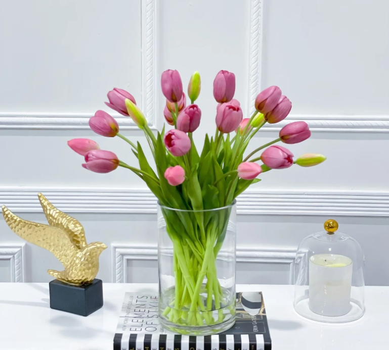 Modern Real Touch Tulip Centerpiece 16-In Tall