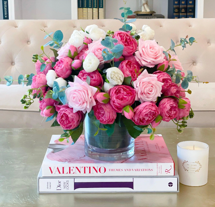 Large Pink Rose Peony Centerpiece