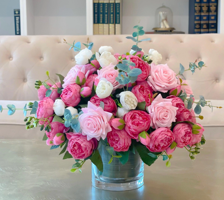 Large Pink Rose Peony Centerpiece