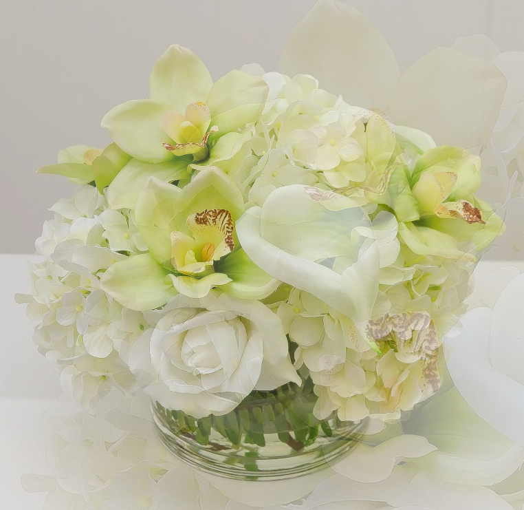 Large Real Touch White Hydrangeas Roses Orchid Arrangement